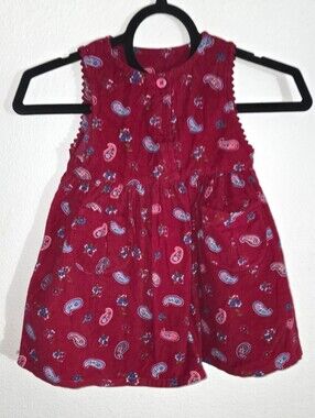 McDonalds Kids McKids Berry Floral Corduroy Pinafore Dress Size 3T Vintage Y2K